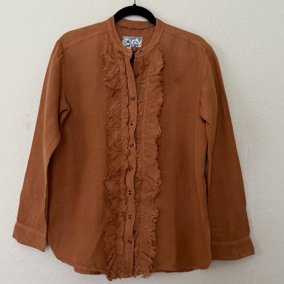 Pilcro (Anthropologie)Ruffled Placket Long Sleeve Boho Button Front Shirt Top S - Picture 1 of 12